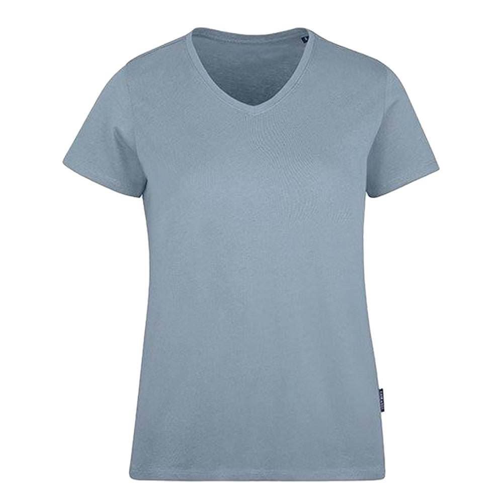 Sky Blue - Front - HRM Womens-Ladies Luxury V Neck T-Shirt