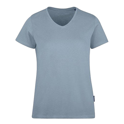 Sky Blue - Front - HRM Womens-Ladies Luxury V Neck T-Shirt