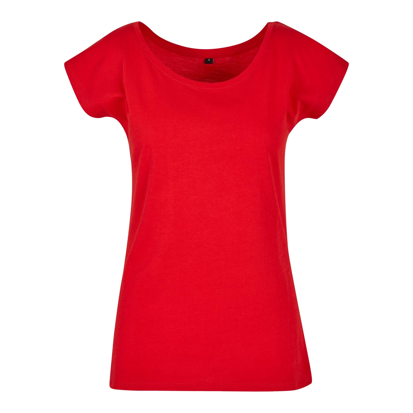 City Red - Front - Build Your Brand Womens-Ladies Wide Neck T-Shirt