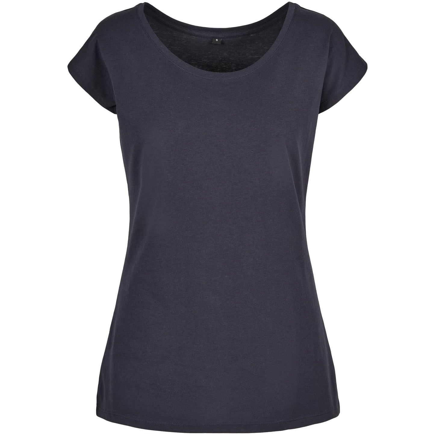 Navy - Front - Build Your Brand Womens-Ladies Wide Neck T-Shirt