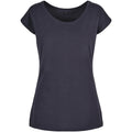 Navy - Front - Build Your Brand Womens-Ladies Wide Neck T-Shirt