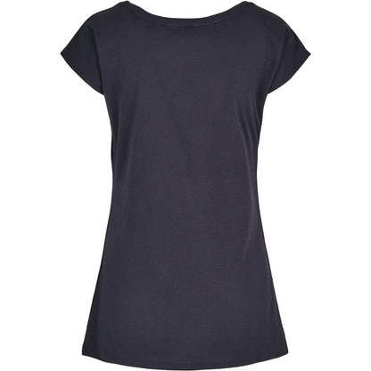 Navy - Back - Build Your Brand Womens-Ladies Wide Neck T-Shirt