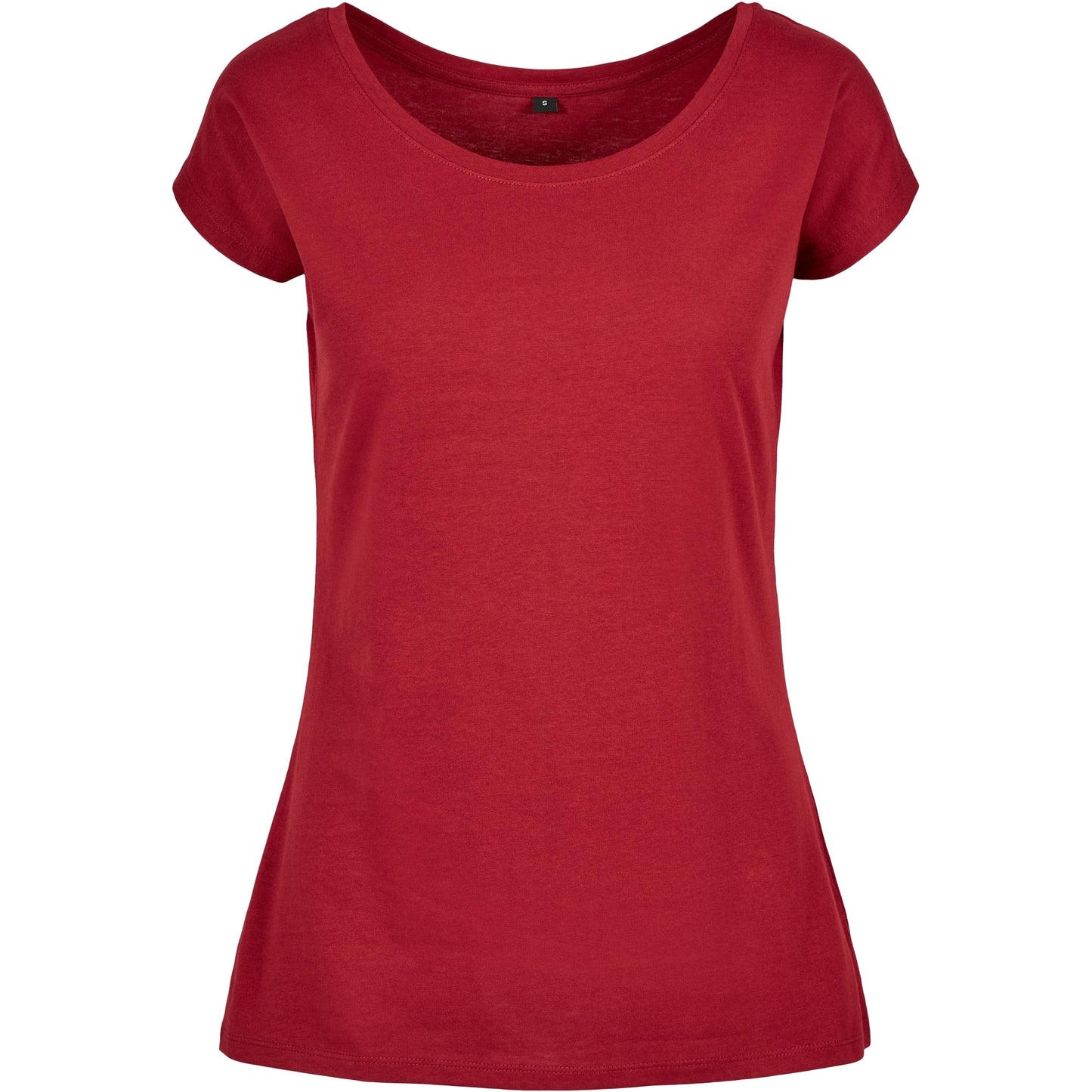 Burgundy - Front - Build Your Brand Womens-Ladies Wide Neck T-Shirt