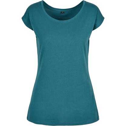 Teal - Front - Build Your Brand Womens-Ladies Wide Neck T-Shirt