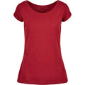 Burgundy - Front - Build Your Brand Womens-Ladies Wide Neck T-Shirt