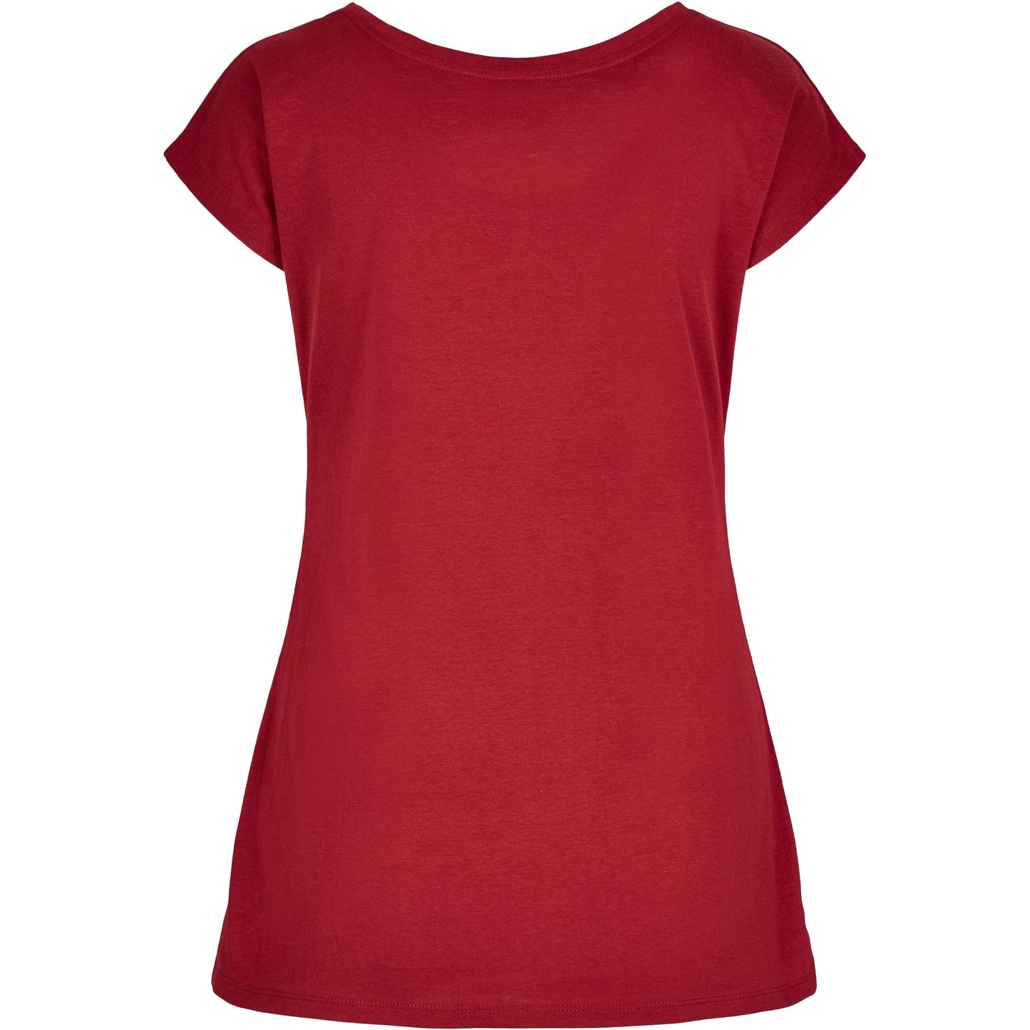 Burgundy - Back - Build Your Brand Womens-Ladies Wide Neck T-Shirt