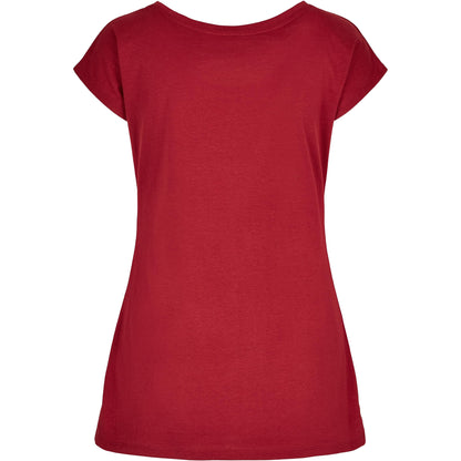 Burgundy - Back - Build Your Brand Womens-Ladies Wide Neck T-Shirt