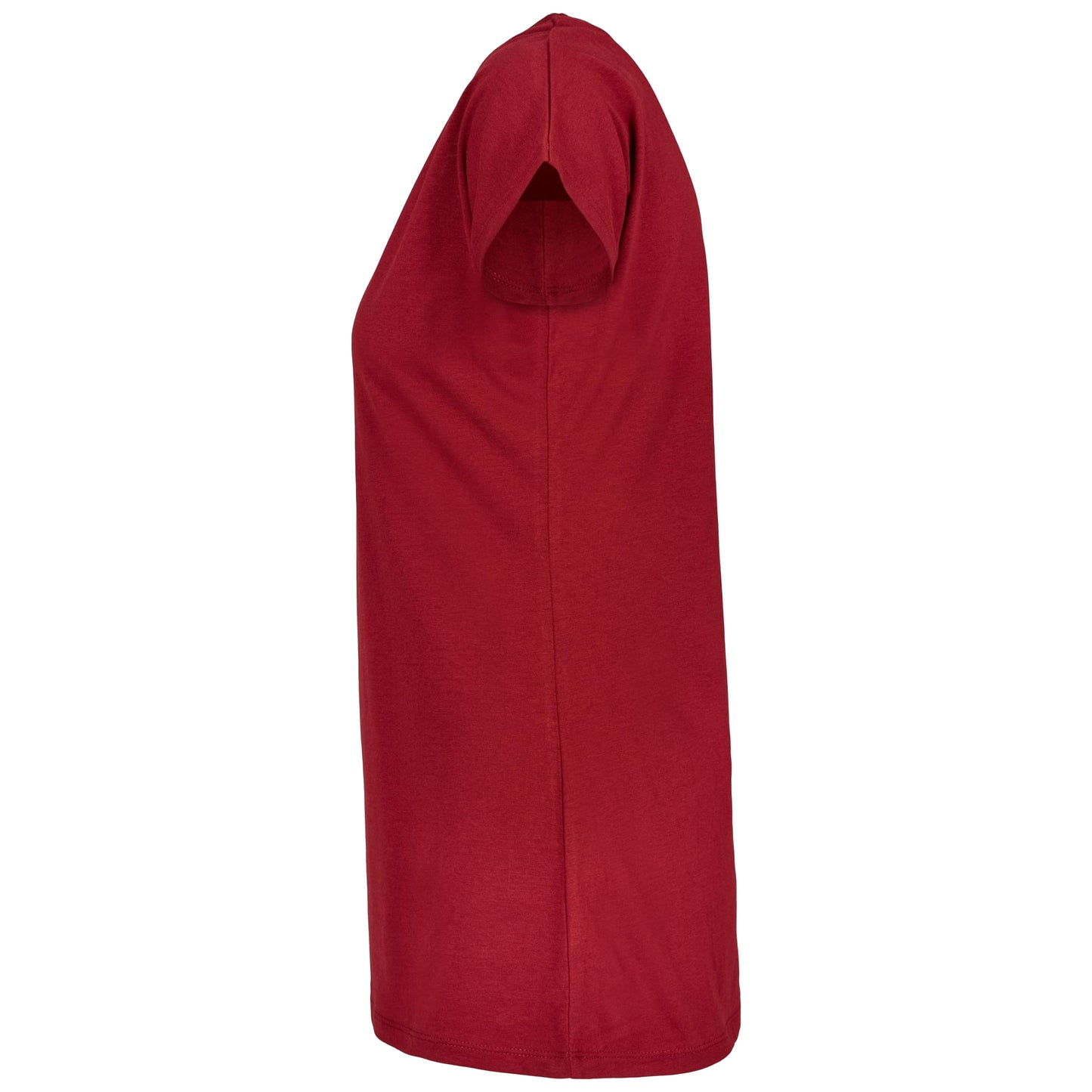 Burgundy - Side - Build Your Brand Womens-Ladies Wide Neck T-Shirt