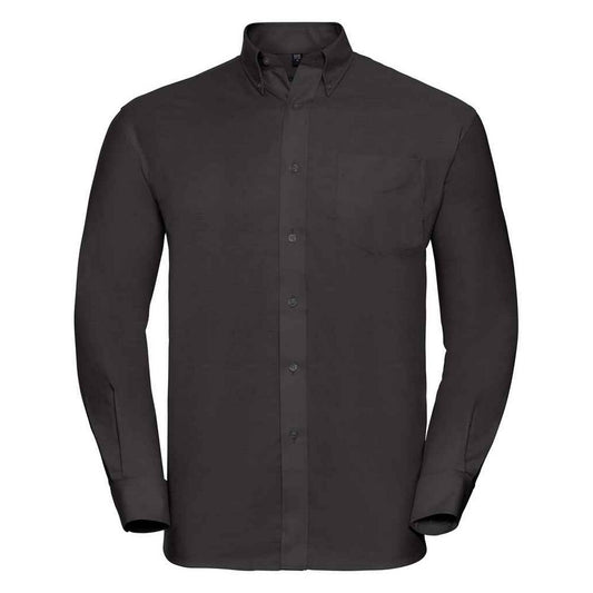 Black - Front - Russell Collection Mens Classic Oxford Long-Sleeved Shirt