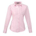 Pink - Front - Premier Womens-Ladies Poplin Long-Sleeved Blouse