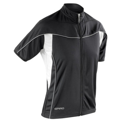 Black-White - Front - Spiro Womens-Ladies Bikewear Performance Full Zip Jersey