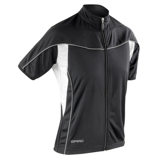Black-White - Front - Spiro Womens-Ladies Bikewear Performance Full Zip Jersey