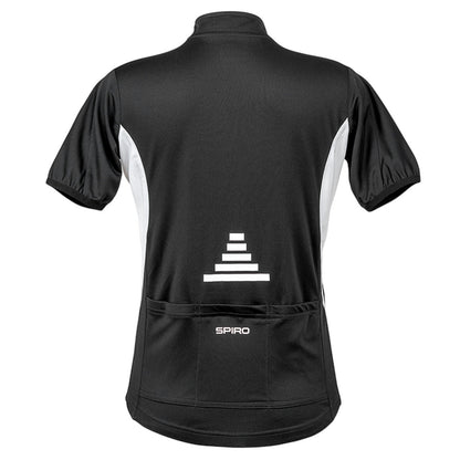 Black-White - Back - Spiro Womens-Ladies Bikewear Performance Full Zip Jersey