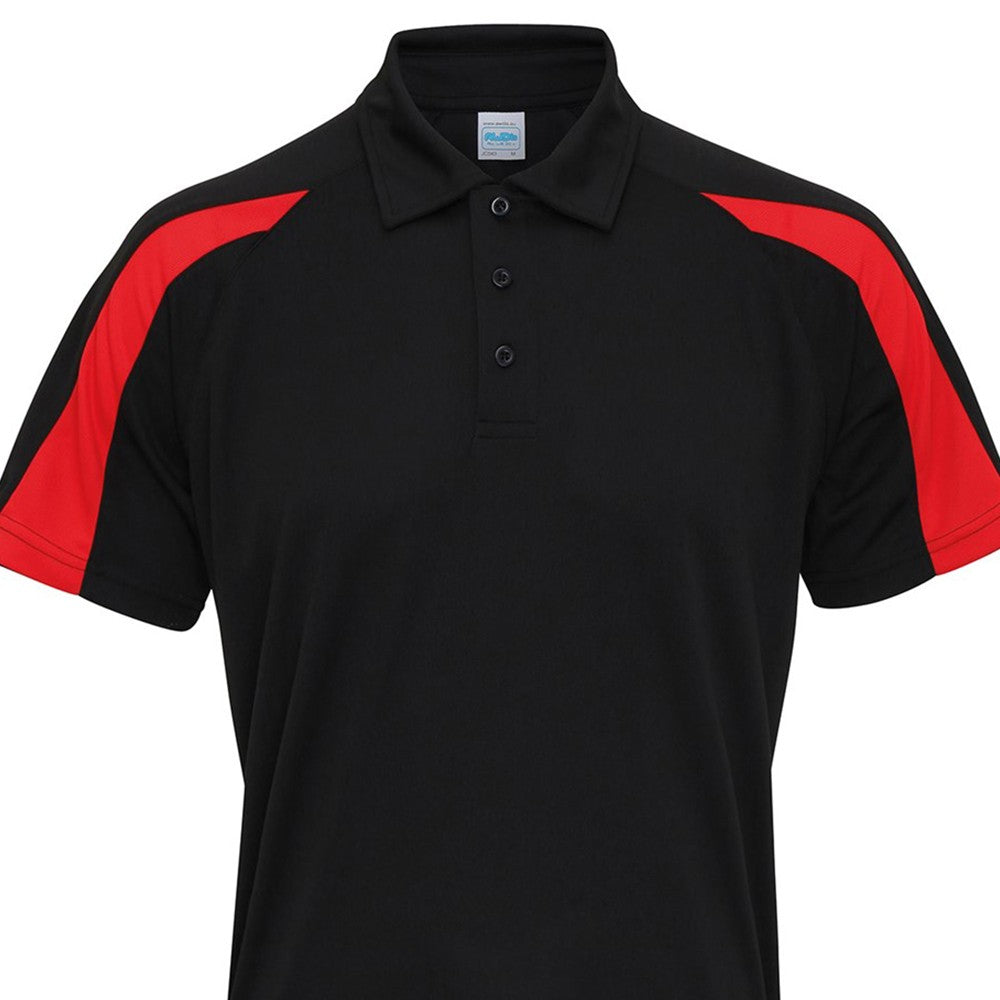 Jet Black-Fire Red - Back - Just Cool Mens Cool Contrast Polo Shirt