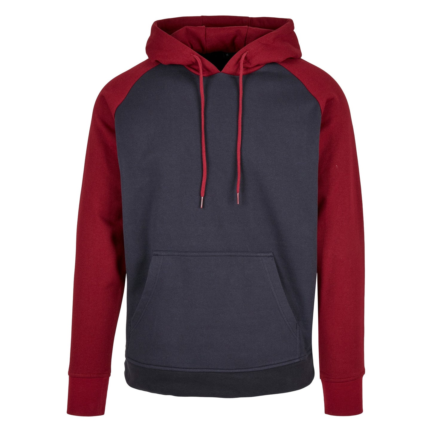 Navy-Burgundy - Front - Build Your Brand Mens Contrast Raglan Hoodie