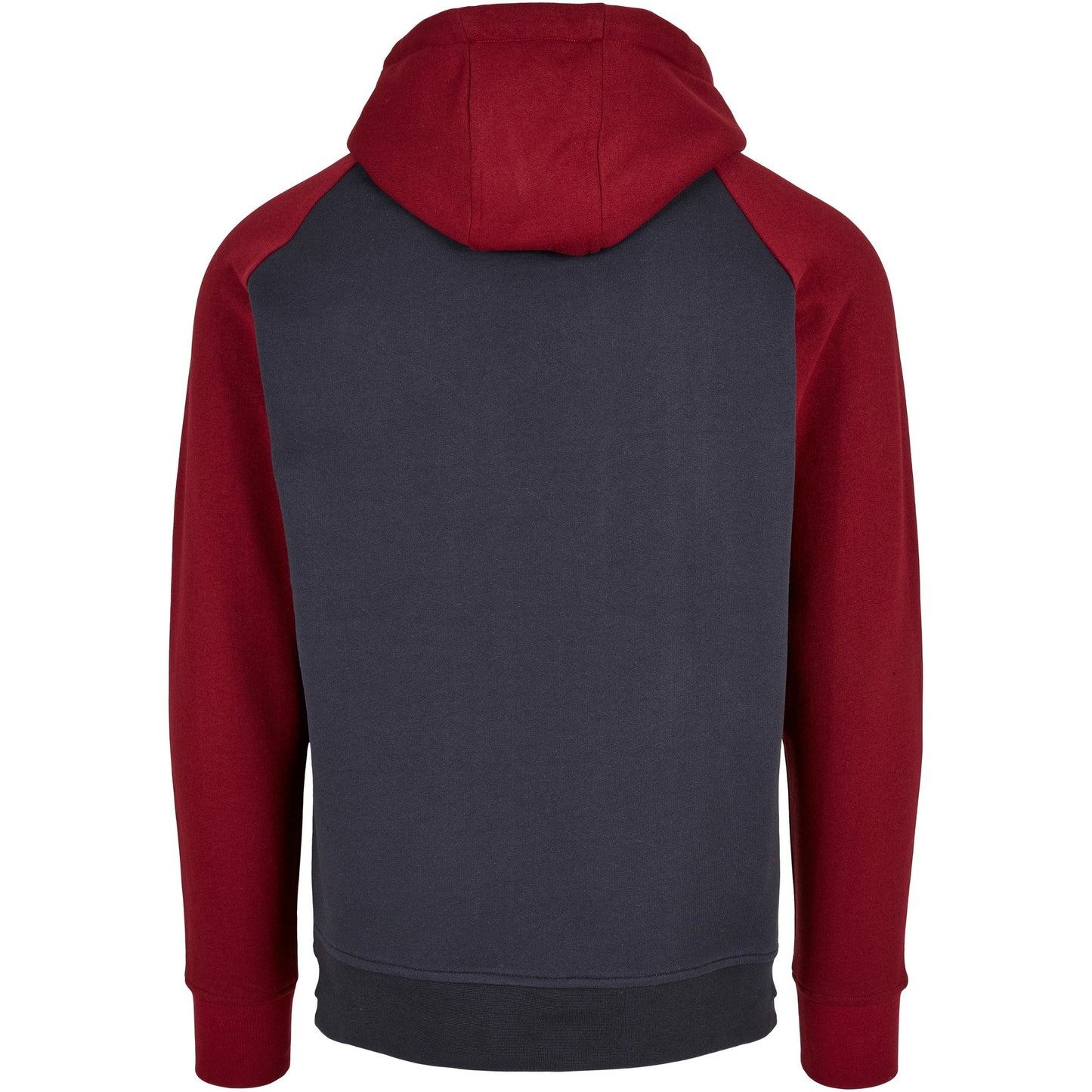 Navy-Burgundy - Back - Build Your Brand Mens Contrast Raglan Hoodie