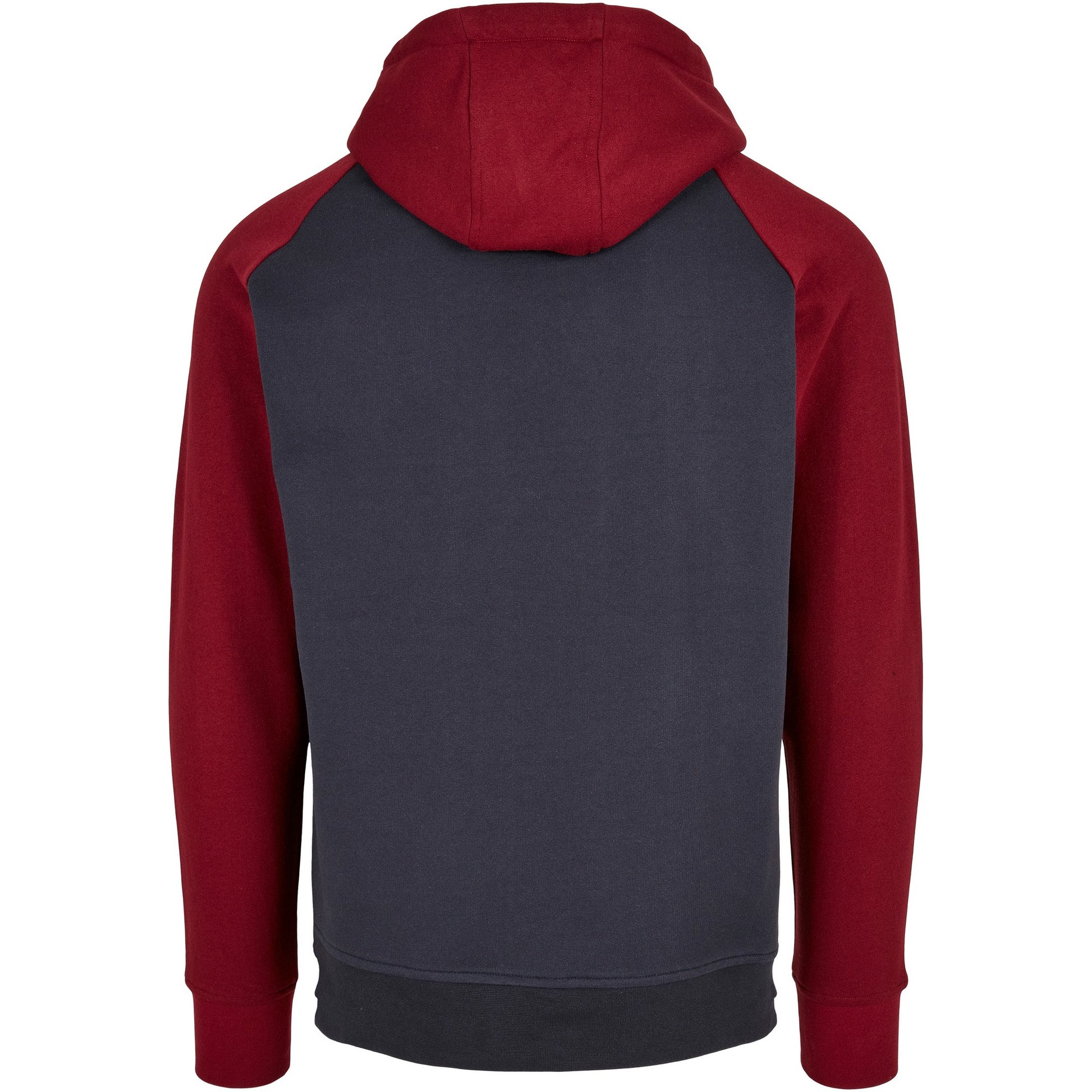 Navy-Burgundy - Back - Build Your Brand Mens Contrast Raglan Hoodie