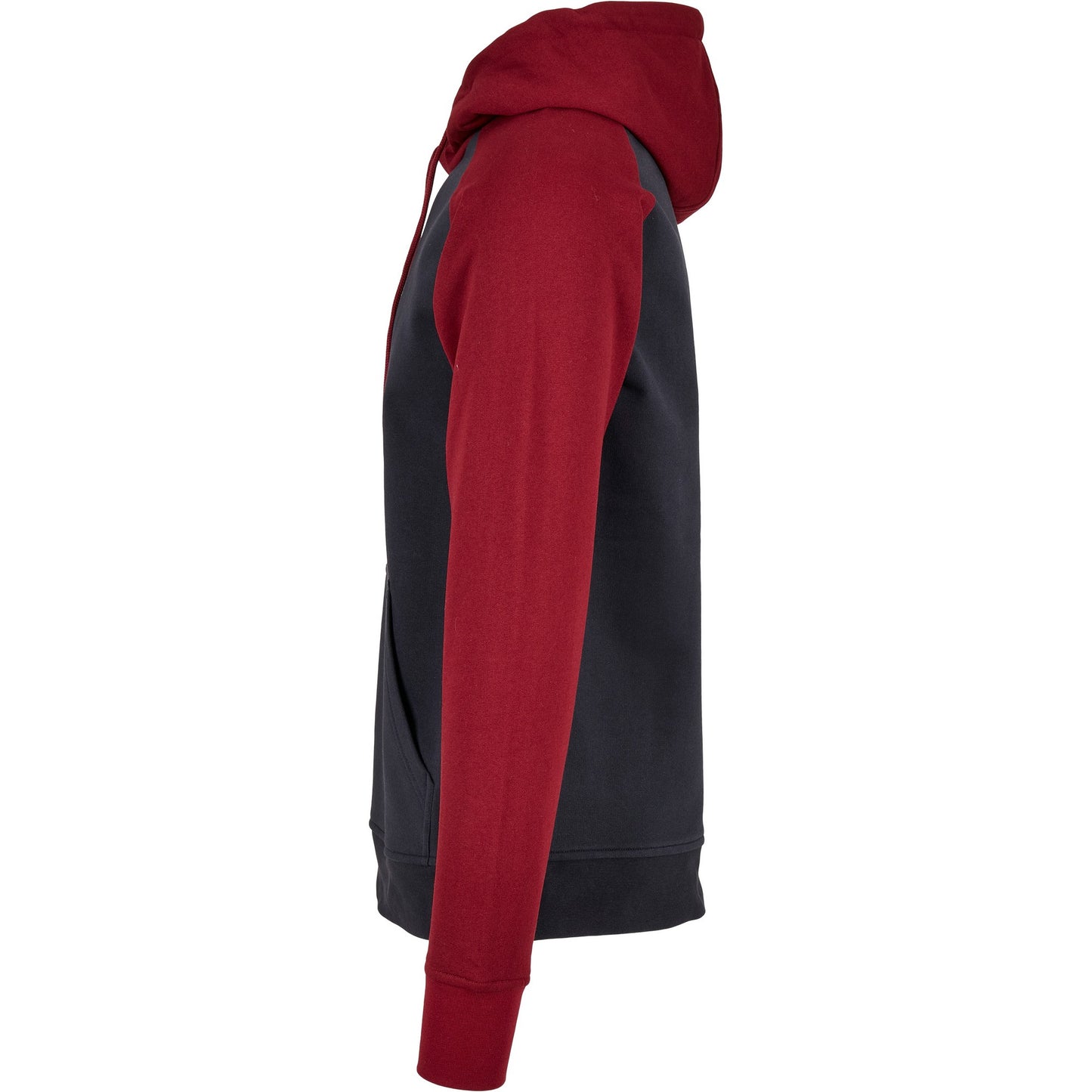 Navy-Burgundy - Lifestyle - Build Your Brand Mens Contrast Raglan Hoodie