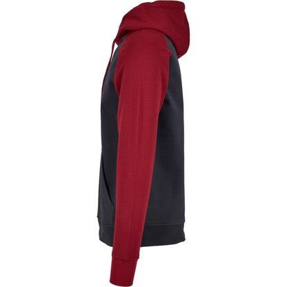 Navy-Burgundy - Lifestyle - Build Your Brand Mens Contrast Raglan Hoodie