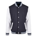 Navy-White - Front - Build Your Brand Mens Basic Varsity Jacket