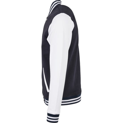 Navy-White - Lifestyle - Build Your Brand Mens Basic Varsity Jacket