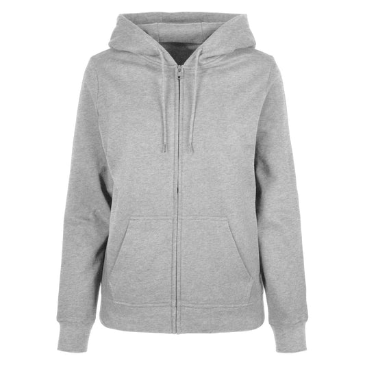 Heather Grey - Front - Build Your Brand Womens-Ladies Basic Full Zip Hoodie