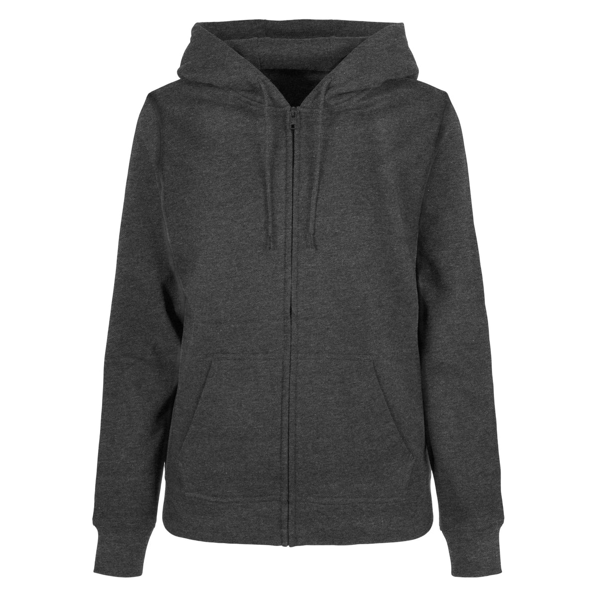 Charcoal - Front - Build Your Brand Womens-Ladies Basic Full Zip Hoodie