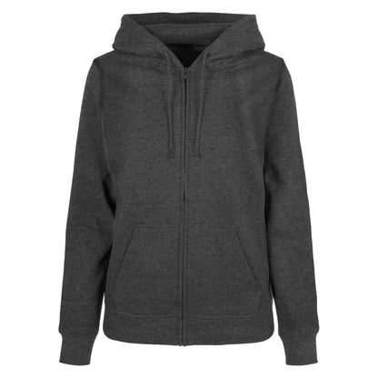 Charcoal - Front - Build Your Brand Womens-Ladies Basic Full Zip Hoodie