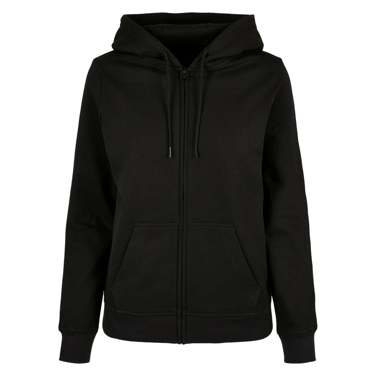 Black - Front - Build Your Brand Womens-Ladies Basic Full Zip Hoodie