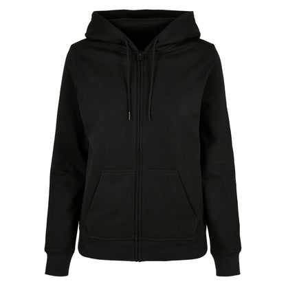 Black - Front - Build Your Brand Womens-Ladies Basic Full Zip Hoodie