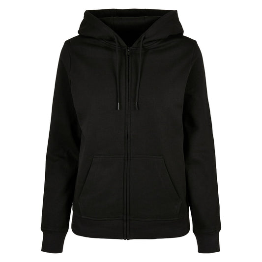 Black - Front - Build Your Brand Womens-Ladies Basic Full Zip Hoodie