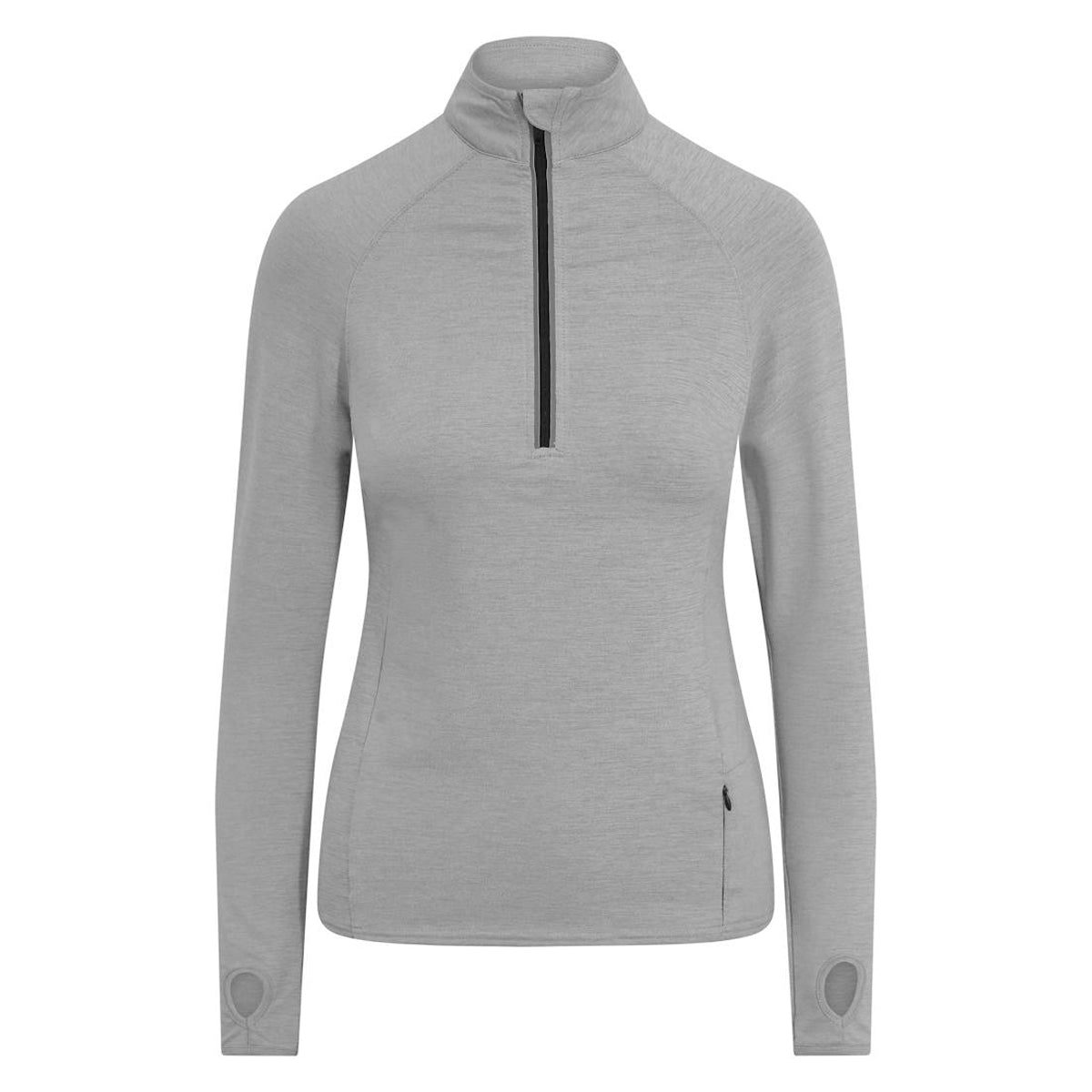 Silver Grey - Front - Just Cool Womens-Ladies Cool-Flex Half Zip Top