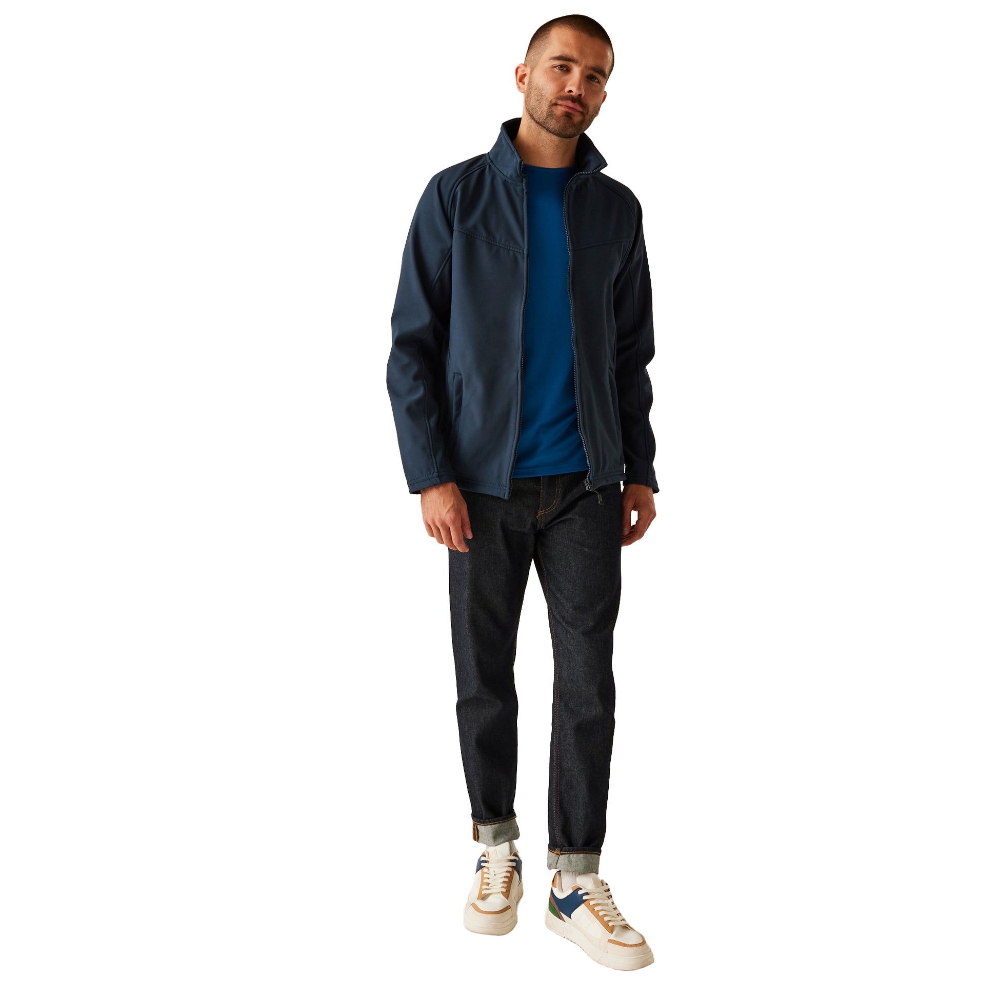 Navy - Side - Regatta Professional Mens Uproar Soft Shell Jacket
