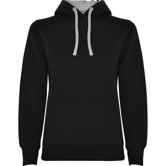 Black-Heather Grey - Front - Roly Womens-Ladies Urban Hoodie