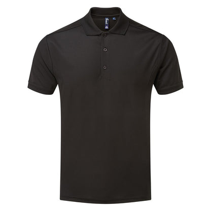 Black - Front - Premier Mens Coolchecker Polo Shirt