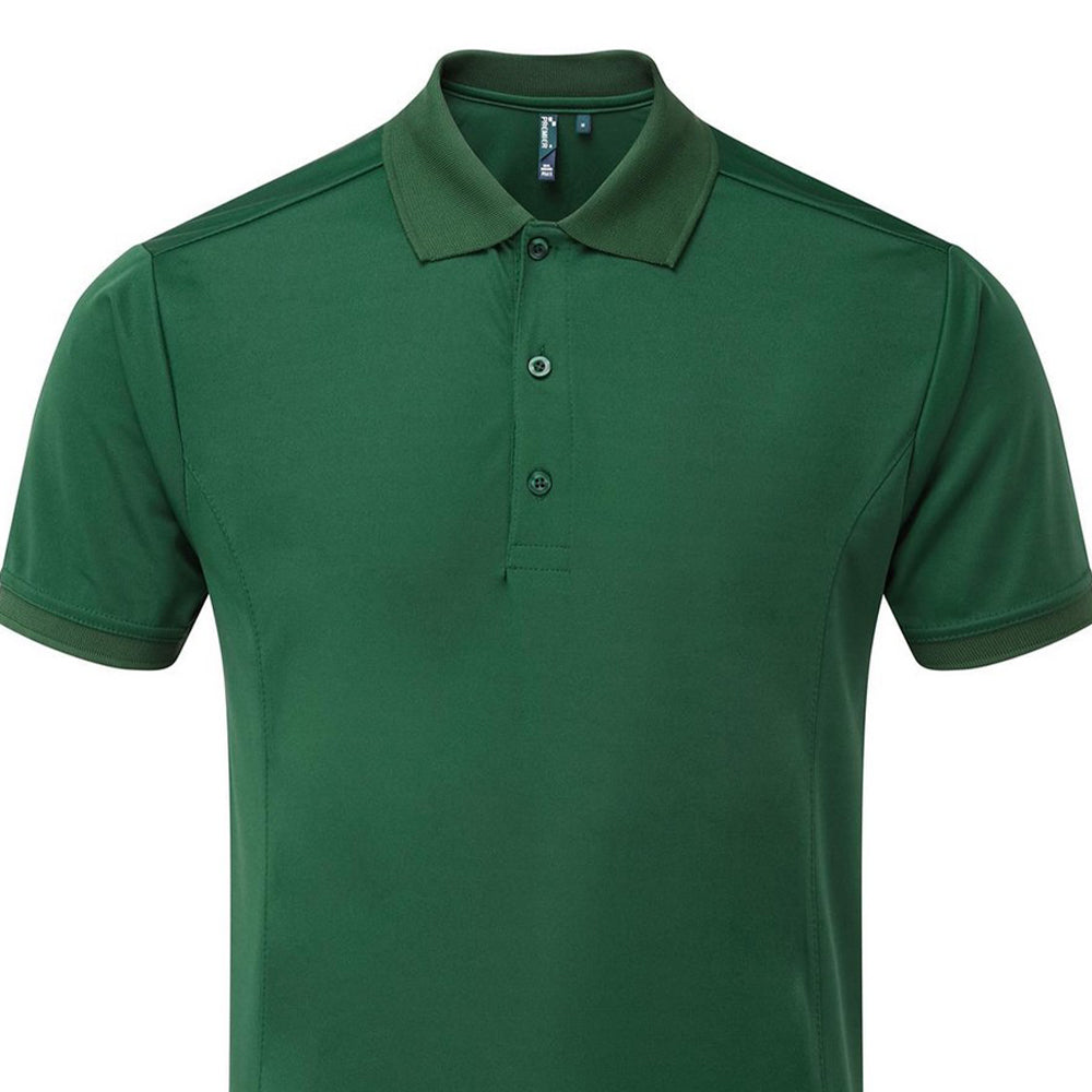 Bottle Green - Back - Premier Mens Coolchecker Polo Shirt