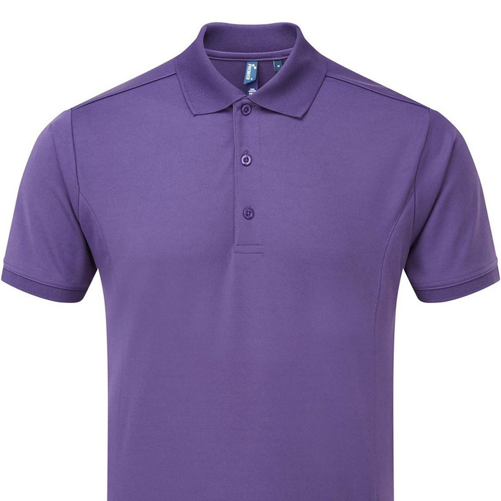 Purple - Back - Premier Mens Coolchecker Polo Shirt