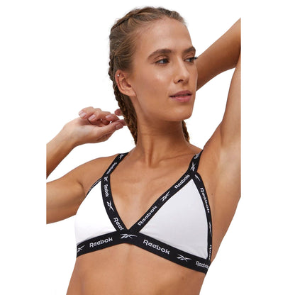 White - Lifestyle - Reebok Womens-Ladies Dotty Triangle Sports Bra