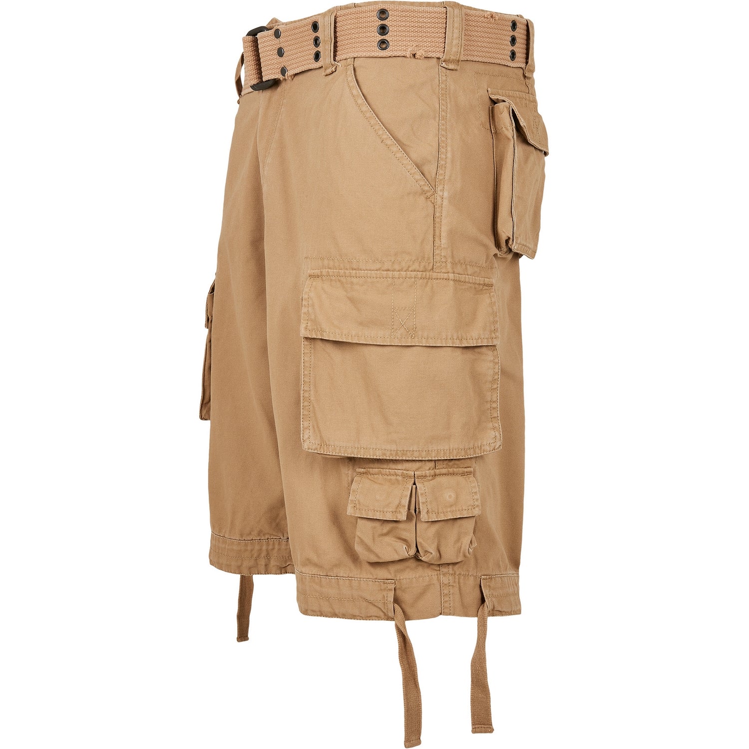 Beige - Side - Build Your Brand Mens Savage Cargo Shorts