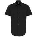 Black - Front - Premier Mens Poplin Stretch Short-Sleeved Shirt