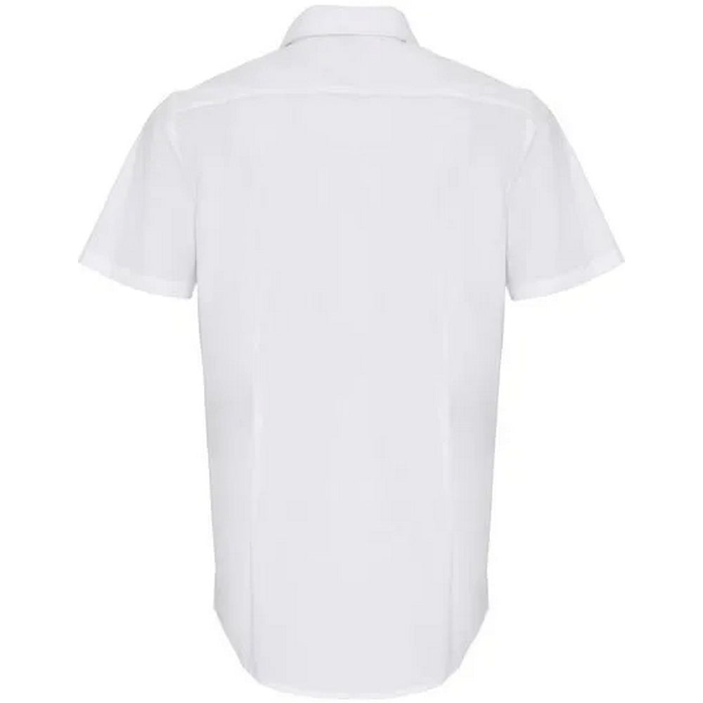 White - Back - Premier Mens Poplin Stretch Short-Sleeved Shirt