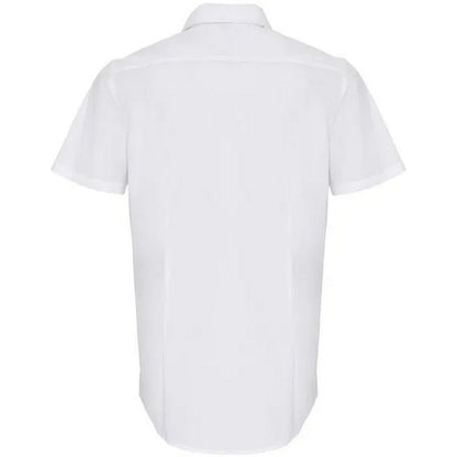 White - Back - Premier Mens Poplin Stretch Short-Sleeved Shirt