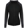 Black-Black Slate Melange - Front - Just Cool Womens-Ladies Cool Contrast Full Zip Hoodie