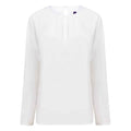 White - Front - Henbury Womens-Ladies Pleated Front Long-Sleeved Blouse