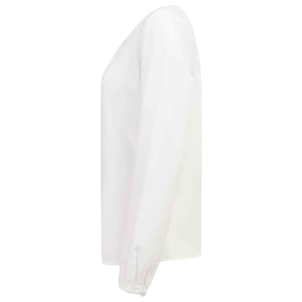 White - Side - Henbury Womens-Ladies Pleated Front Long-Sleeved Blouse