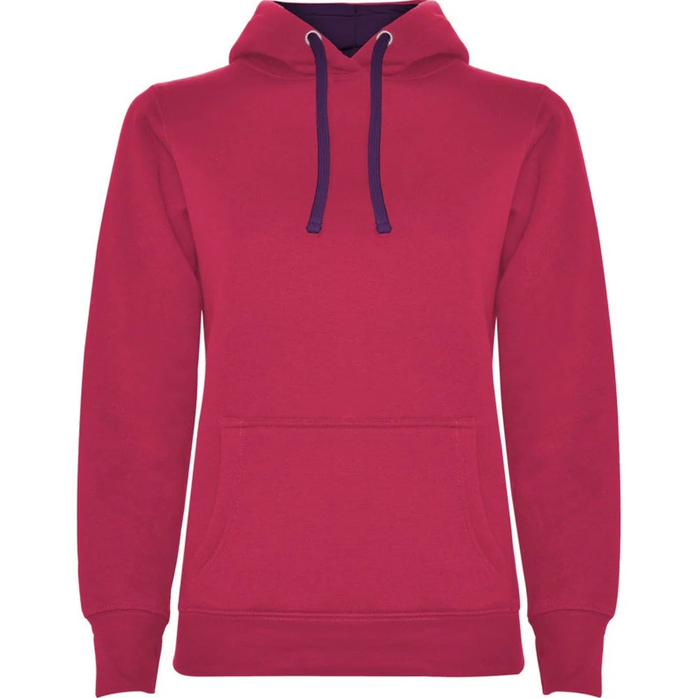 Rosette-Purple - Front - Roly Womens-Ladies Urban Hooded Polycotton Sweatshirt