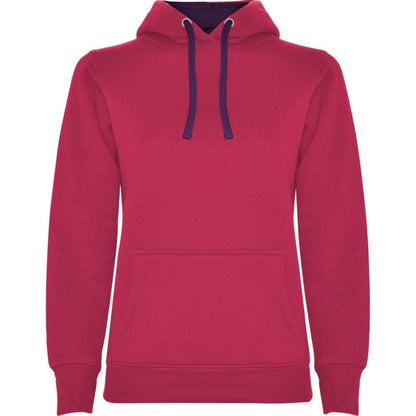 Rosette-Purple - Front - Roly Womens-Ladies Urban Hooded Polycotton Sweatshirt