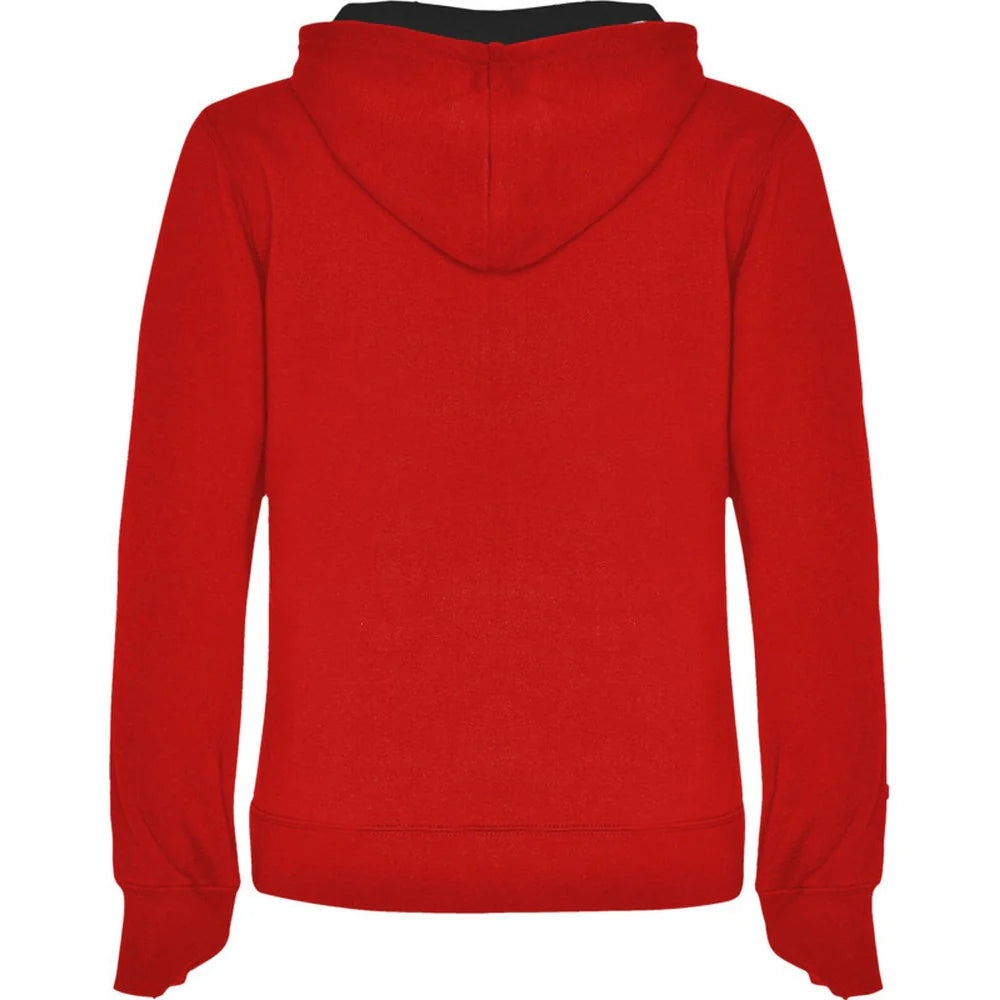 Red-Black - Back - Roly Womens-Ladies Urban Hooded Polycotton Sweatshirt