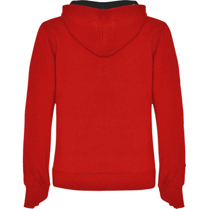 Red-Black - Back - Roly Womens-Ladies Urban Hooded Polycotton Sweatshirt