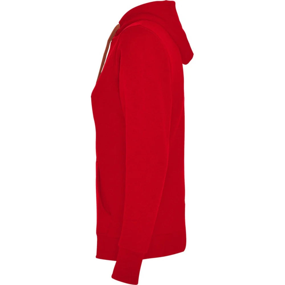 Red-Black - Side - Roly Womens-Ladies Urban Hooded Polycotton Sweatshirt